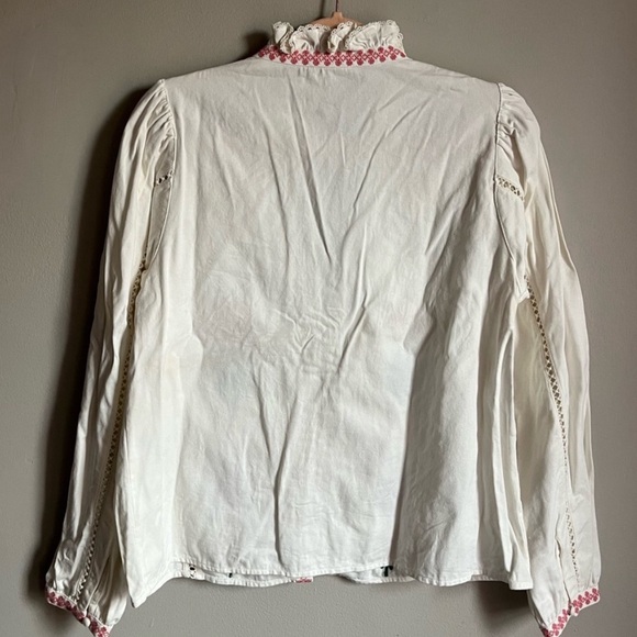 Sezane Yolanda Shirt - Embroidered Button Down blouse Size 8/EU 40 - Picture 5 of 5